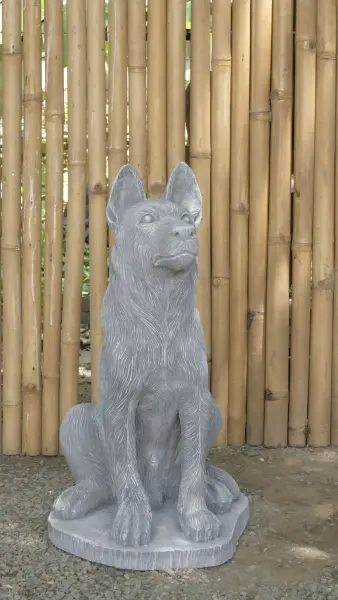 Product image 5 of the product “Seated shepard dog, 65cm Height - cast stone. ”